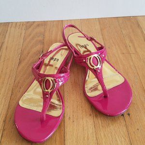 IMPO “Rollie” Pink Faux Patent Leather Slingback Kitten Heel Sandals – Size 6M